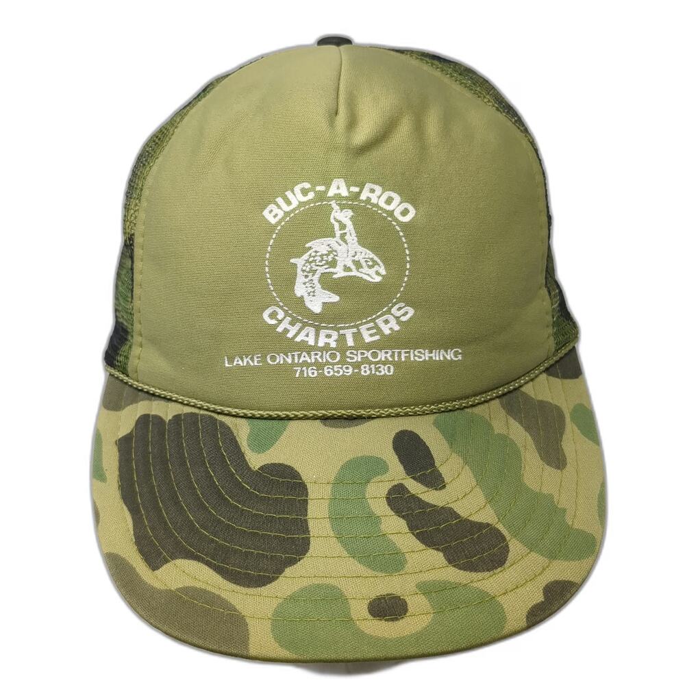 Nissin Trucker Hat Green One Size Camo Buc-A-Roo Charters Sportfishing hat